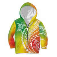 Polynesian Pride Kid Hoodie Turtle Hibiscus Luxury Style - Reggae LT7 Zip Hoodie Reggae - Polynesian Pride