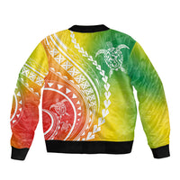 Polynesian Pride Sleeve Zip Bomber Jacket Turtle Hibiscus Luxury Style - Reggae LT7 - Polynesian Pride