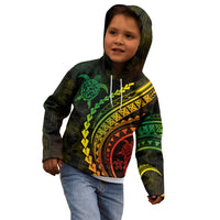 Polynesian Pride Kid Hoodie Turtle Hibiscus Luxury Style - Reggae Ver2 LT7 - Polynesian Pride