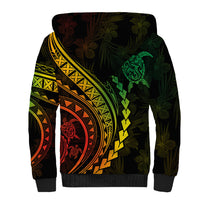 Polynesian Pride Sherpa Hoodie Turtle Hibiscus Luxury Style - Reggae Ver2 LT7 - Polynesian Pride