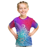 Polynesia Kid T Shirt Plumeria Galaxy Gradient Curves LT7 Galaxy - Polynesian Pride