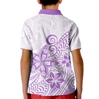 Polynesia Kid Polo Shirt Plumeria Lavender Curves LT7 - Polynesian Pride