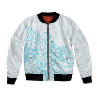 Polynesia Bomber Jacket Plumeria Turquoise Curves LT7 Unisex Turquoise - Polynesian Pride