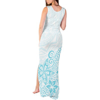 Polynesia Tank Maxi Dress Plumeria Turquoise Curves LT7 - Polynesian Pride