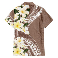 Aloha Hawaii Festive Family Matching Off The Shoulder Long Sleeve Dress and Hawaiian Shirt Frangipani Lace Classic - Beige LT7 - Polynesian Pride