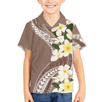 Aloha Hawaii Festive Family Matching Tank Maxi Dress and Hawaiian Shirt Frangipani Lace Classic - Beige LT7 Son's Shirt Beige - Polynesian Pride