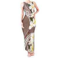 Aloha Hawaii Festive Tank Maxi Dress Frangipani Lace Classic - Beige