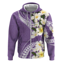 Aloha Hawaii Festive Hoodie Frangipani Lace Classic - Lavender LT7 Zip Hoodie Lavender - Polynesian Pride