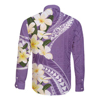 Aloha Hawaii Festive Long Sleeve Button Shirt Frangipani Lace Classic - Lavender LT7 - Polynesian Pride