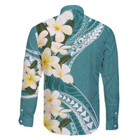 Aloha Hawaii Festive Family Matching Mermaid Dress and Hawaiian Shirt Frangipani Lace Classic - Teal LT7 - Polynesian Pride