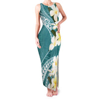 Aloha Hawaii Festive Family Matching Tank Maxi Dress and Hawaiian Shirt Frangipani Lace Classic - Teal