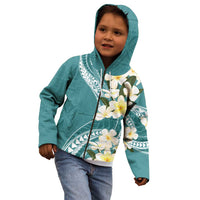 Aloha Hawaii Festive Kid Hoodie Frangipani Lace Classic - Teal