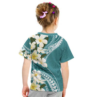 Aloha Hawaii Festive Kid T Shirt Frangipani Lace Classic - Teal