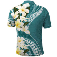 Aloha Hawaii Festive Polo Shirt Frangipani Lace Classic - Teal