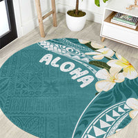 Aloha Hawaii Festive Round Carpet Frangipani Lace Classic - Teal LT7 Teal - Polynesian Pride
