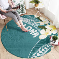 Aloha Hawaii Festive Round Carpet Frangipani Lace Classic - Teal LT7 - Polynesian Pride