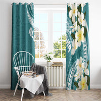 Aloha Hawaii Festive Window Curtain Frangipani Lace Classic - Teal LT7 - Polynesian Pride