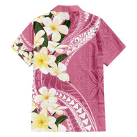 Aloha Hawaii Festive Family Matching Off The Shoulder Long Sleeve Dress and Hawaiian Shirt Frangipani Lace Classic - Rosy LT7 - Polynesian Pride