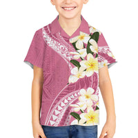 Aloha Hawaii Festive Family Matching Off The Shoulder Long Sleeve Dress and Hawaiian Shirt Frangipani Lace Classic - Rosy LT7 Son's Shirt Pink - Polynesian Pride