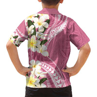 Aloha Hawaii Festive Family Matching Short Sleeve Bodycon Dress and Hawaiian Shirt Frangipani Lace Classic - Rosy LT7 - Polynesian Pride