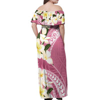 Aloha Hawaii Festive Off Shoulder Maxi Dress Frangipani Lace Classic - Rosy