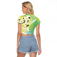 Aloha Hawaii Festive Raglan Cropped T Shirt Frangipani Lace Classic - Summer Vibes LT7 - Polynesian Pride
