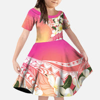 Aloha Hawaii Festive Family Matching Off The Shoulder Long Sleeve Dress and Hawaiian Shirt Frangipani Lace Classic - Spring Vibes LT7 Daughter's Dress Colorful - Polynesian Pride
