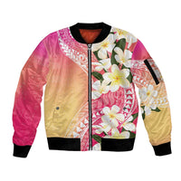 Aloha Hawaii Festive Sleeve Zip Bomber Jacket Frangipani Lace Classic - Spring Vibes LT7 Unisex Colorful - Polynesian Pride