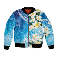 Aloha Hawaii Festive Bomber Jacket Frangipani Lace Classic - Oceanic LT7 Unisex Navy - Polynesian Pride