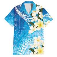 Aloha Hawaii Festive Family Matching Off The Shoulder Long Sleeve Dress and Hawaiian Shirt Frangipani Lace Classic - Oceanic LT7 Dad's Shirt - Short Sleeve Navy - Polynesian Pride