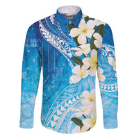 Aloha Hawaii Festive Family Matching Off The Shoulder Long Sleeve Dress and Hawaiian Shirt Frangipani Lace Classic - Oceanic LT7 Dad's Shirt - Long Sleeve Navy - Polynesian Pride
