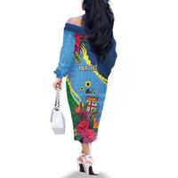 Personalized Malampa Fiji Day Together We Grow Family Matching Off The Shoulder Long Sleeve Dress and Hawaiian Shirt Special Tapa Mix - Polynesian Pride