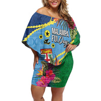 Personalized Malampa Fiji Day Together We Grow Family Matching Off Shoulder Short Dress and Hawaiian Shirt Special Tapa Mix - Polynesian Pride
