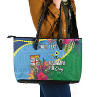 Personalized Malampa Fiji Day Together We Grow Leather Tote Bag Special Tapa Mix - Polynesian Pride