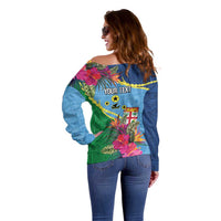 Personalized Malampa Fiji Day Together We Grow Off Shoulder Sweater Special Tapa Mix - Polynesian Pride