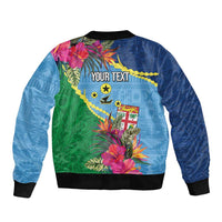 Personalized Malampa Fiji Day Together We Grow Sleeve Zip Bomber Jacket Special Tapa Mix - Polynesian Pride