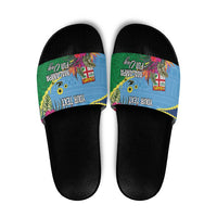 Personalized Malampa Fiji Day Together We Grow Slide Sandals Special Tapa Mix - Polynesian Pride
