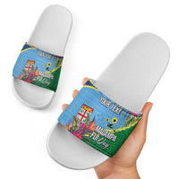 Personalized Malampa Fiji Day Together We Grow Slide Sandals Special Tapa Mix - Polynesian Pride