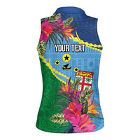 Personalized Malampa Fiji Day Together We Grow Women Sleeveless Polo Shirt Special Tapa Mix - Polynesian Pride