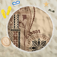 Samoa Siapo Motif Beach Blanket Classic Style LT7 One Size 150cm Beige - Polynesian Pride