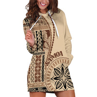 Samoa Siapo Motif Hoodie Dress Classic Style LT7 Beige - Polynesian Pride