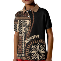 Samoa Siapo Motif Kid Polo Shirt Classic Style - Black Ver LT7 Kid Black - Polynesian Pride