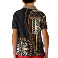 Samoa Siapo Motif Kid Polo Shirt Classic Style - Black Ver LT7 - Polynesian Pride