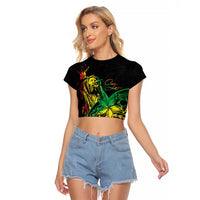 Personalised Reggae Jawaiian Festive Raglan Cropped T Shirt Mix Polynesian