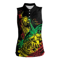 Personalised Reggae Jawaiian Festive Women Sleeveless Polo Shirt Mix Polynesian