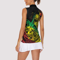 Personalised Reggae Jawaiian Festive Women Sleeveless Polo Shirt Mix Polynesian