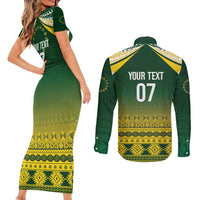 Cook Islands Rugby Custom Couples Matching Short Sleeve Bodycon Dress and Long Sleeve Button Shirt Kuki Avaiki - Polynesian Pride