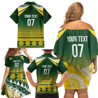 Cook Islands Rugby Custom Family Matching Off Shoulder Short Dress and Hawaiian Shirt Kuki Avaiki - Polynesian Pride