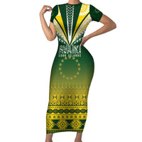 Cook Islands Rugby Custom Family Matching Short Sleeve Bodycon Dress and Hawaiian Shirt Kuki Avaiki - Polynesian Pride