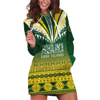 Cook Islands Rugby Custom Hoodie Dress Kuki Avaiki LT7 Yellow Green - Polynesian Pride